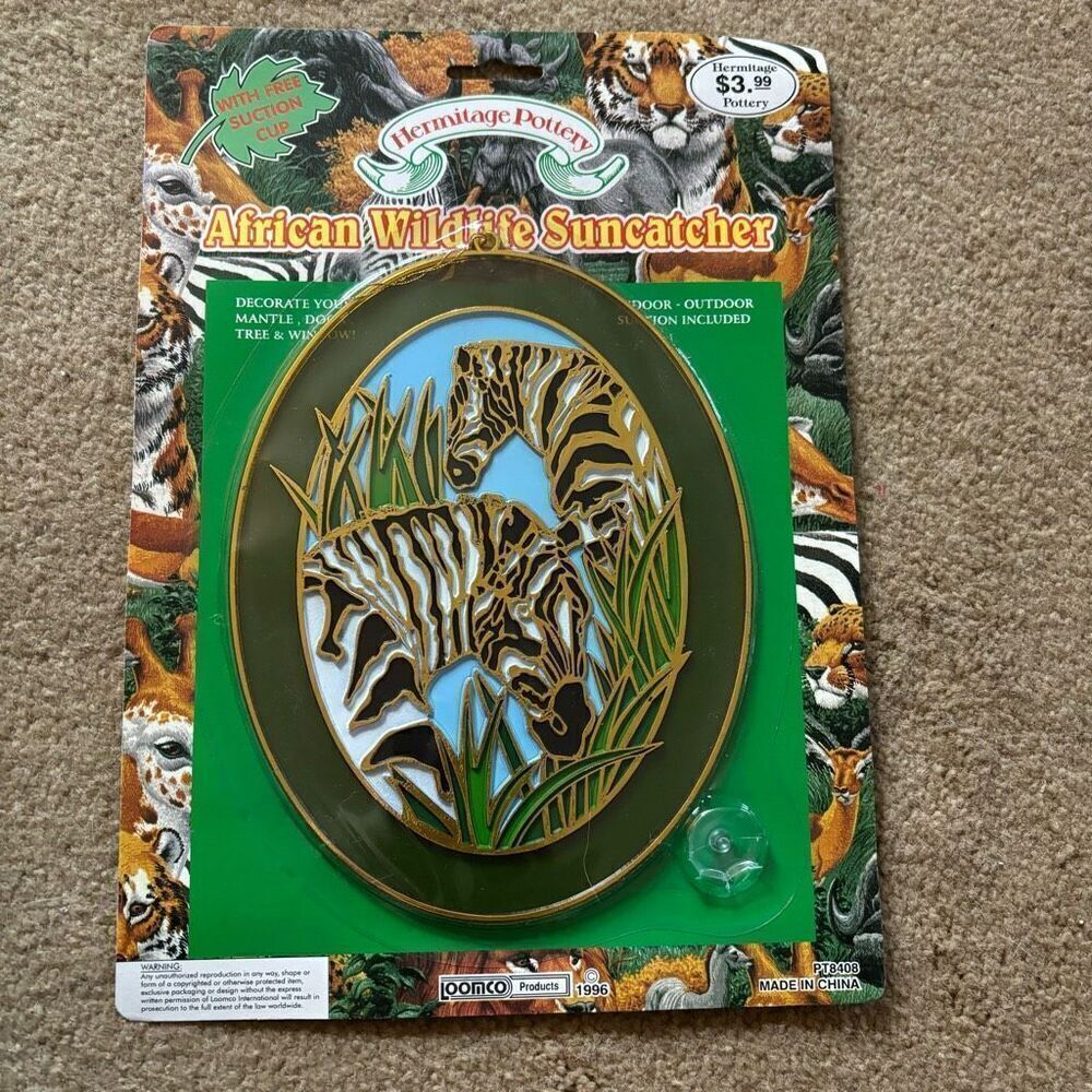 Hermitage Pottery African Wildlife Suncatcher Zebras 1996 *New*